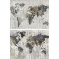 Pintura Dkd Home Decor Mapa do Mundo (120 X 2.4 X 90 cm) (2 Pcs)