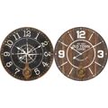 Relógio de Parede Dkd Home Decor Preto Metal Castanho Madeira Mdf (58 X 8 X 58 cm) (2 Pcs)