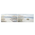 Pintura Dkd Home Decor Praia Mediterrâneo (140 X 3 X 70 cm) (2 Unidades)
