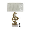 Lâmpada de Mesa Dkd Home Decor Dourado Poliéster Branco Resina (38 X 20 X 59,5 cm)