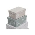 Conjunto de Caixas de Organização Empilháveis Dkd Home Decor Bege Castanho Verde Cartão (43,5 X 33,5 X 15,5 cm)