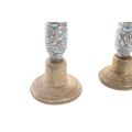 Castiçais Dkd Home Decor Metal Madeira de Mangueira (17 X 17 X 52,5 cm) (2 Peças)