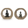 Figura Decorativa Dkd Home Decor Natural Preto Buda Resina (20,5 X 6 X 18,5 cm) (2 Unidades)