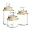 Conjunto de 3 Potes Dkd Home Decor Cristal Natural Transparente Fibra (11 X 11 X 22 cm)