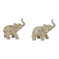 Figura Decorativa Dkd Home Decor Elefante Bege Dourado Resina Colonial (22,7 X 11 X 20,8 cm) (2 Unidades)