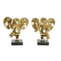 Figura Decorativa Dkd Home Decor Elefante Preto Dourado Resina (19 X 14 X 20,5 cm) (2 Unidades)