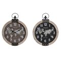 Relógio de Parede Dkd Home Decor Preto Castanho Ferro Vintage Madeira Mdf Mapa do Mundo (40 X 6,5 X 46 cm) (2 Unidades)