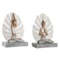 Figura Decorativa Dkd Home Decor Cinzento Branco Resina Yoga Moderno (16 X 7,5 X 21 cm) (2 Unidades)