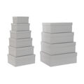 Conjunto de Caixas de Organização Empilháveis Dkd Home Decor Cinzento Branco Quadrado Cartão (43,5 X 33,5 X 15,5 cm)