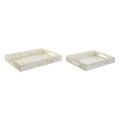 Jogo de Bandejas Dkd Home Decor Branco Madrepérola Bambu 40 X 30 X 5 cm Mediterrâneo (2 Unidades)