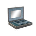 Guarda-joias Dkd Home Decor Prateado Azul Celeste Madeira Alumínio 27,5 X 20 X 5,4 cm
