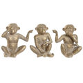 Figura Decorativa Home Esprit Dourado Macaco Tropical 14 X 10 X 14 cm (3 Unidades)