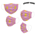 Máscara Higiénica em Tecido Reutilizável Looney Tunes Infantil Cor de Rosa