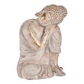 Figura Decorativa para Jardim Buda Branco/dourado Poliresina (28,5 X 43,5 X 37 cm)