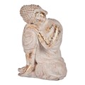 Figura Decorativa para Jardim Buda Branco/dourado Poliresina (23 X 33 X 26 cm)
