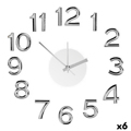 Relógio de Parede Prateado Branco Autocolante Abs Borracha Eva (ø 35 cm) (6 Unidades)