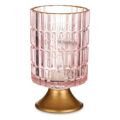 Lanterna LED Riscas Cor de Rosa Dourado Vidro (10,7 X 18 X 10,7 cm)