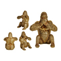Figura Decorativa Gorila Dourado Resina (11 X 18 X 16,2 cm)