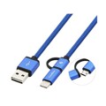 Cabo USB para Micro USB e USB C Coolbox COO-CAB-U2MC Azul