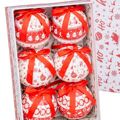 Bolas de Natal Ho-ho Branco Vermelho Papel Polyfoam 7,5 X 7,5 X 7,5 cm (6 Unidades)