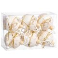 Bolas de Natal Branco Dourado Polyfoam Tecido Laço 6 X 6 X 6 cm (6 Unidades)
