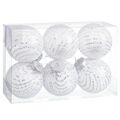 Bolas de Natal Branco Prateado Plástico Tecido Lantejoulas 8 X 8 X 8 cm (6 Unidades)