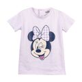 Camisola de Manga Curta Infantil Minnie Mouse Roxo 18 Meses