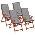  Almofadões para Cadeiras de Jardim 4 Un. 120x50x3 cm Cinzento