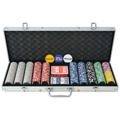 Conjunto de Póquer com 500 Fichas a Laser, Alumínio