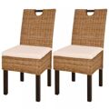 Cadeiras de Jantar, 2 Pcs, Vime Kubu e Madeira de Mangueira