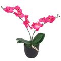  Planta Orquídea  Artificial com Vaso 30 cm Vermelho