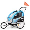  Atrelado de Bicicleta Infantil 2-em-1 Azul e Cinzento