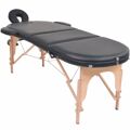  Mesas de Massagens Dobrável com 2 Rolos 10 cm Espessura Oval Preto