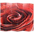  Biombos Dobrável com Estampa de Rosa Vermelha 228x180 cm