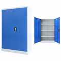 Armário de Escritório 90x40x140 cm Metal Cinzento e Azul