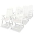  Cadeiras de Jardim Reclináveis 6 Un. Plástico Branco