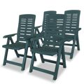 Cadeiras de Jardim Reclináveis 4 pcs Plástico Verde