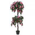  Planta Rododendro  Artificial com Vaso 155 cm Verde e Rosa