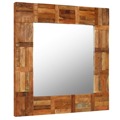  Espelho de Parede em Madeira Recuperada Maciça 60x60 cm