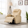 Cadeira de Massagem Reclinável Couro Artificial Creme