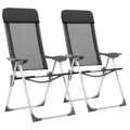 Cadeiras de Campismo Dobráveis 2 pcs Alumínio Preto