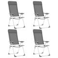 Cadeiras de Campismo Dobráveis 4 pcs Alumínio Cinzento