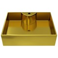  Lavatório com Orifício para Torneira 48x37x135cm Cerâmica Dourado