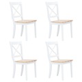 Cadeiras de Jantar 4 pcs Seringueira Maciça Branco e Castanho