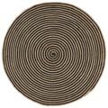 Tapetes Artesanal em Juta em Espiral Preto 90 cm