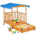 Casa de Brincar Infantil com Caixa de Areia Madeira Azul UV50