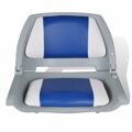 Assento do Barco Dobrável com Almofada Azul-branco 41 X 51 X 48 cm