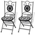  Cadeiras de Bistrô Jardim Dobráveis 2 Un. Cerâmica Preto e Branco