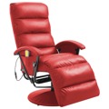 Cadeira de Massagens Reclinável Couro Artificial Vermelho