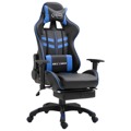 Cadeira de Gaming com Apoio de Pés Pele Sintética Azul